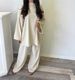 Women's Clothing Corduroy Two Piece Set Autumn Elegant Crew Neck Long Sleeve Top With Pants Solid Color_ecoleips.com
