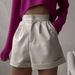Aria Basics Aria Basics PU Leather European And American Style Cross-border Women's Clothing 2025 Summer New Loose A-line Wide-leg Zipper Shorts_ecoleips.com