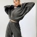 Cozy Fleece Hoodie & Jogger Set - Oversized Batwing Sleeve Loungewear (Black/White/Khaki/Gray) Fashion Trends_ecoleips.com