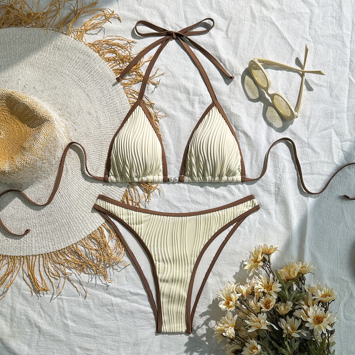Sexy Fashion Solid Color Beach Bikini Swimsuit New Style Women's Clothing_ecoleips.com