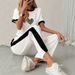 Women's Heart Shaped Rose Print Summer Set Short Sleeved T-Shirt And Sweatpants Two Piece Breathable Comfortable Clothing_ecoleips.com