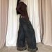 Yzi Retro Jeans For Women, Trendy And Versatile, American-style Rolled Hem 2k Leopard Print Wide-leg Pants, Niche_ecoleips.com