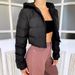 Winter Women's Hooded Short Puffer Jacket, Lightweight Quilted Coat With Polyester Filling, Warm Fleece Lined Zip-Up Outerwear For Casual & Commute_ecoleips.com