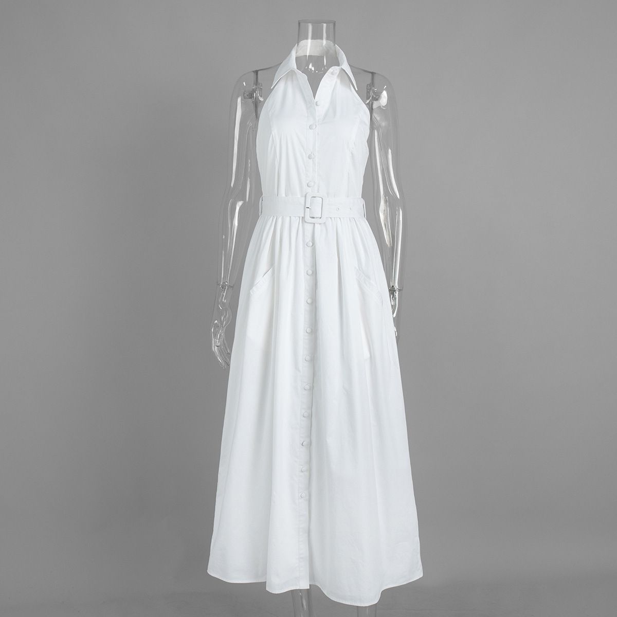 Women's Clothing Elegant Commuter Style Dress Off Shoulder Backless Long Halter Neck Spring Summer For Formal & Casual_ecoleips.com