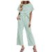 Striped Women's Two Piece Set Short Sleeve Wide Leg Pants Summer Casual Fashion Clothing_ecoleips.com