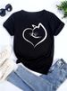 European And American Cross-border Foreign Trade Wholesale Clothing Cute Cartoon Kitten Round Neck Plus Size_ecoleips.com
