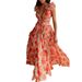 New European And American Women's Fashion Ins Vacation Long Hollow Slim Deep V Ruffle Floral Backless Dress_ecoleips.com