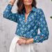 Women's Loose Fit Shirt Spring Autumn Elegant Printed Cardigan Long Sleeve Blouse_ecoleips.com