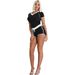 Women's Clothing Casual Sports High Elastic Yoga Fabric Striped V Neck Two Piece Suit_ecoleips.com