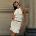 2025 Winter New Women's Fashion Sexy Pleated Halter Backless Slim Vest Short Skirt Set_ecoleips.com