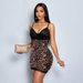 Voya Cross-border Women's Leopard Print Slip Dress, Summer Lace Splicing Deep V-neck Slim-fit Bodycon Dress For Hot Girls_ecoleips.com