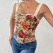 Retro Print French Herringbone Slimming Shapewear Vest Top Camisole Wearable As Outerwear Or Innerwear For Women_ecoleips.com