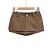 Women's Suede Mini Skirt – Retro Low Waist Bodycon Pants, Thickened Autumn/Winter Slim Fit Skirt (Brown, Khaki)_ecoleips.com