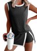 Women's Sportswear Short Suit Color Block Striped Vest Spring Summer Fashion_ecoleips.com
