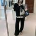 Korean Version Of Casual Fake Two-Piece Autumn Knitted Suit Women's Versatile Sports Top Loose Wide-Leg Two-Piece Set_ecoleips.com