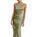 Women’s Clothing Spring And Summer Women's New Style Pure Color Sexy Backless Slit Mid Length Skirt Sleeveless Suspender Dress Women_ecoleips.com