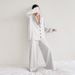 European And American Autumn Winter Satin Comfortable Sleeve Long Pants Pajamas Women's Set Cross-Border Ladies_ecoleips.com