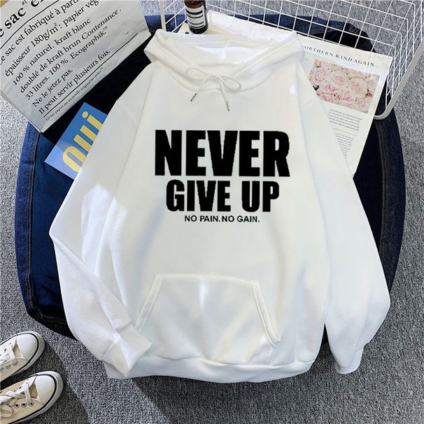 Cross-border New Alphabet Printed Top Fashion Autumn And Winter Hooded Sweater Women's Versatile Casual Large Size Loose Velvet_ecoleips.com