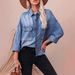 Women's Clothing Spring New Retro Loose Denim Shirt Drop Shoulder Blue Large Pocket Shirt_ecoleips.com