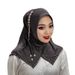 Women's Clothing Muslim Accessories Elegant Crystal Linen Scarf With Beaded Flowers & Fringe – Stylish Middle Eastern & African Head Wrap, Versatile_ecoleips.com