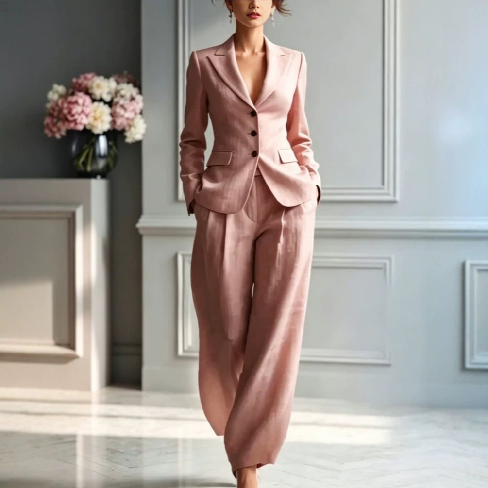 Women's Fashionable Casual Suit Set European American Style Independent Website New 2026 Cross Border Jacket And Trousers_ecoleips.com