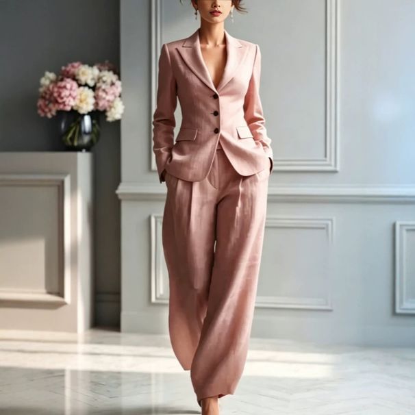 Women's Fashionable Casual Suit Set European American Style Independent Website New 2026 Cross Border Jacket And Trousers_ecoleips.com