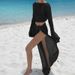 Women's Clothing Long Sleeved Tops With Straps One Piece Strappy Maxi Skirt Sunscreen Beach Skirt Suit_ecoleips.com