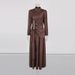 "Elegant Satin Stand Collar Long Dress – Rhinestone & Ruffle Detailing, Women's Formal Evening Gown For Special Occasions"_ecoleips.com