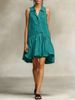 Women's Solid Color Sleeveless Ruffle Patchwork Pleated Skirt Single Breasted Shirt Collar Summer New_ecoleips.com