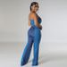 Women's Clothing New Splicing Tube Top Strap Waist Denim Jumpsuit_ecoleips.com