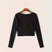Women's Clothing Autumn New Navel Baring Round Neck Long Sleeved Short Style_ecoleips.com