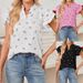 Women's V-Neck Flutter Sleeve Blouse – Flowy Chiffon Top With Layered Ruffles (White/Black/Pink, S–XL_ecoleips.com