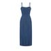 Women's Sleeveless Denim Dress Mid-Calf Length A-Line Jean Dress With Spaghetti Straps For Summer Casual Vintage Y2K Clothes_ecoleips.com
