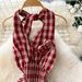 French-Inspired Floral Maxi Dress Strappy V-Neck Smocked Waist Ruffle Hem Sundress Red S M L_ecoleips.com