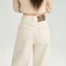 In-stock Three-needle Beige Spring-autumn High-waisted Straight Narrow-fit Women's Jeans With A Wide-leg Drape Effect,_ecoleips.com