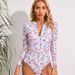 Women's Clothing Competitive Sports Swimsuit For Women Long Sleeved Multi Color Printed Zipper One Piece Snorkeling Surfing_ecoleips.com