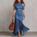 Women's Clothing Elegant Off-Shoulder Style Dress Short Sleeve Mesh Hem Women's Spring/Summer For Formal & Casual_ecoleips.com