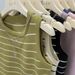 Women's Clothing Striped Knit Camisole Summer Wide Shoulder Straps Base Layer Fitted Tank Top Anti-Exposure Regular Fit Polyester_ecoleips.com