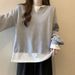 European American Real Shot Two-Piece Sweatshirt Women, Cotton Loose Fit Korean Thin Style For Spring, Autumn, And_ecoleips.com