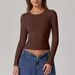 Women's Slim Fit Round Neck Long Sleeve T-Shirt – Stretchy & Sexy Basic Top For Fall & Winter (Oversized & Cropped Fit Options)_ecoleips.com