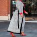 Women's Houndstooth Trench Coat And Slim Fit Trousers Set Autumn/Winter Fashion Suit Mid-Length European American Style Polyester_ecoleips.com