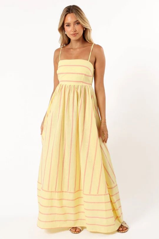 Spring/Summer Dress For Women Style Versatile Striped Spaghetti Strap Backless Full Skirt Dress_ecoleips.com