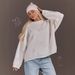 Oversized Heart Embroidered Sweater – Chunky Knit Round Neck Pullover, Cozy & Cute For Fall/Winter (Soft Pink)_ecoleips.com
