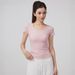 Women's Summer Short-Sleeve Fitness Yoga Top, Stretch Slimming Sports Shirt, U-Neck Slim Fit Pilates Training T-Shirt_ecoleips.com
