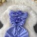 Women's Clothing Design Niche Hollow Chest Sleeveless Three Dimensional Flower Dress Women's Summer Slim Pleated Long Skirt_ecoleips.com