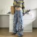 Women's Clothing Retro Multi Pocket Jeans For Women Y2k High Street Straight Overalls Wide Leg Trousers Casual Pants_ecoleips.com
