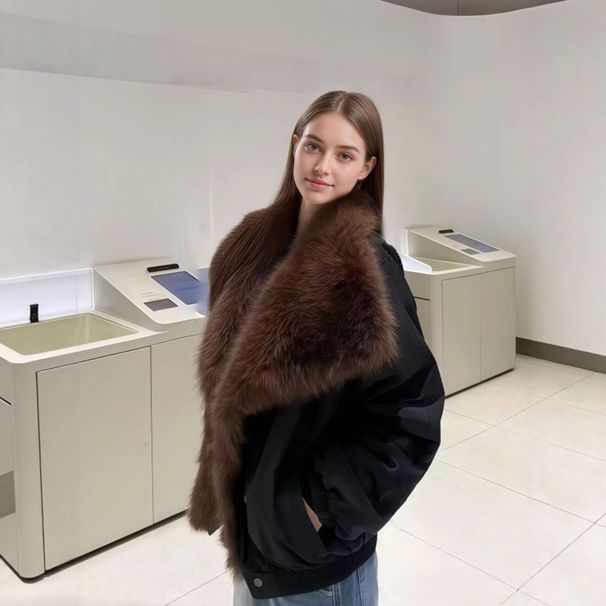 Winter Double-sided Wear Fashion Temperament Big Lapel Pie Overcome Women's Fur Fur Coat_ecoleips.com