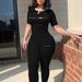 Women's Clothing American Style Fashion Set Tight-Fitting T-Shirt And Pants Short-Sleeved Casual Outfit For Ladies_ecoleips.com