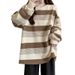 Autumn Women's Loose-Fitting Slimming T-Shirts, Oversized Striped Long-Sleeved Thin Retro Sweatshirts For Wholesale_ecoleips.com