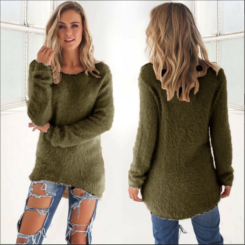 T136# -Autumn/Winter Fashionable Solid Color Long-Sleeved Women's Sweater_ecoleips.com